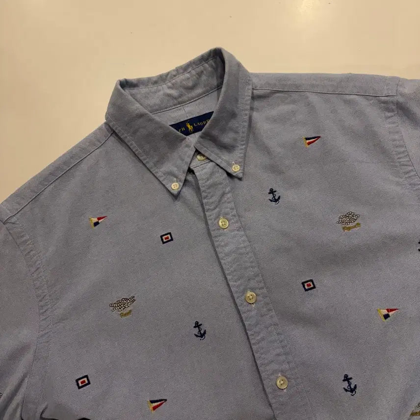 [BUNJANG] Polo Ralph Lauren Short Sleeve Shirt Navy Pattern [L] / [L] 폴로 랄프로렌 반팔 셔츠 네이비 패턴