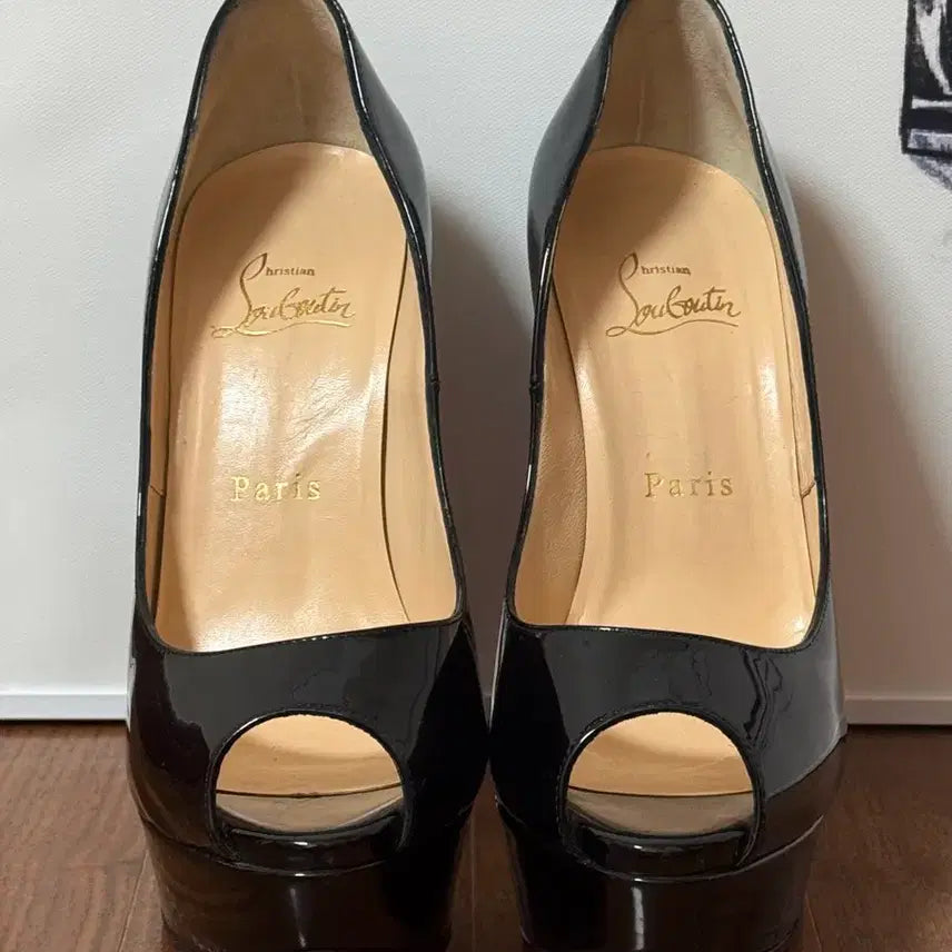 [BUNJANG] Christian Louboutin Black Patent Open Toe Platform Heels - Size 37 / [정품] 크리스찬 루부탱 오픈토 플랫폼 힐 37