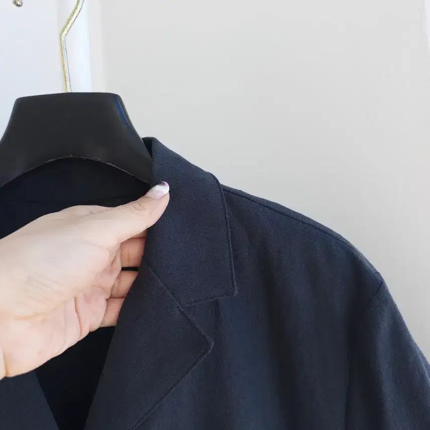 [BUNJANG] Navy Linen Shirt Jacket / 교신안함)네이비 린넨 셔킷