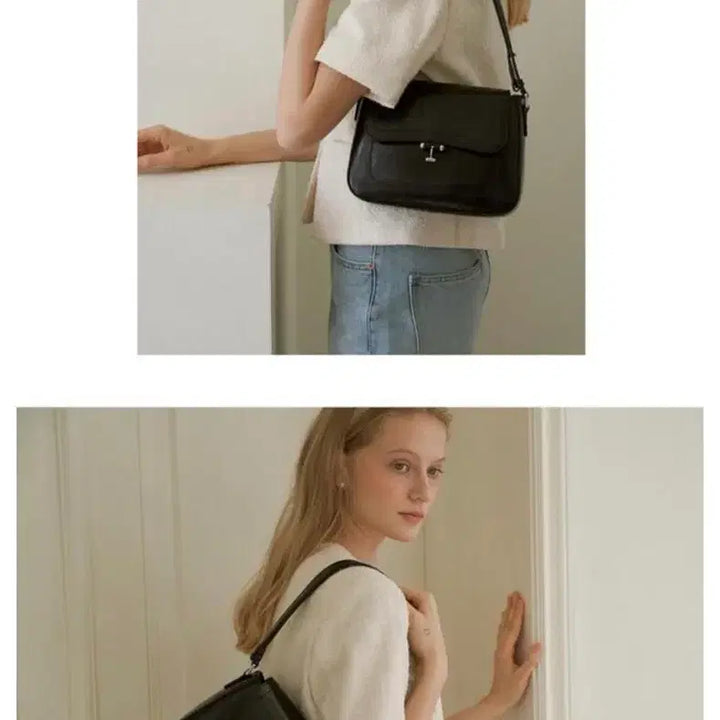 [BUNJANG] Demeriel Tilda Flap Bag Black Leather / 드메리엘 틸다 플랩백 블랙