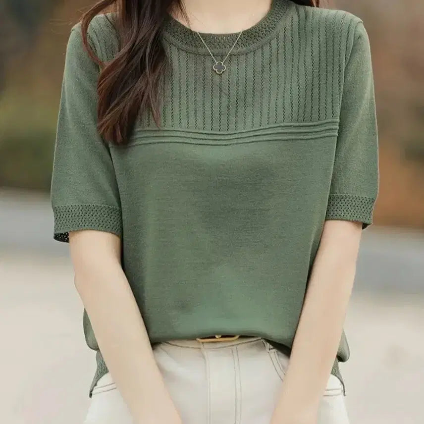 [BUNJANG] Viscose Green Knit Top / 새옷)비스코스 그린니트