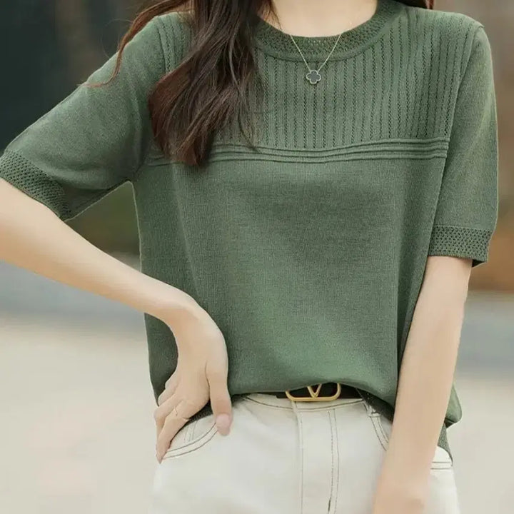 [BUNJANG] Viscose Green Knit Top / 새옷)비스코스 그린니트
