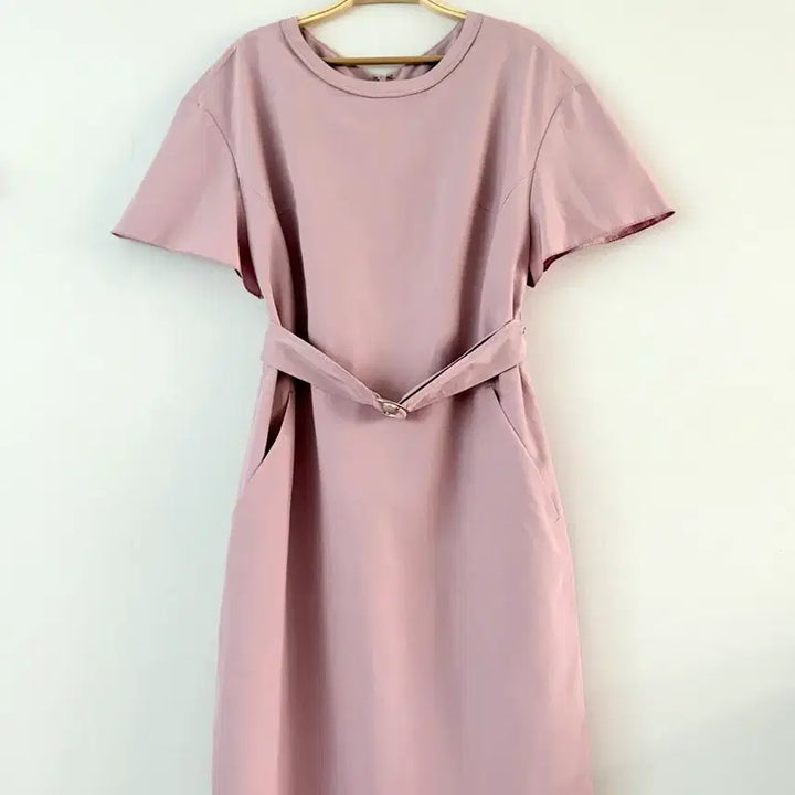 [BUNJANG] ENC Linen Belt Dress - Pink / ENC 린넨 벨트 원피스