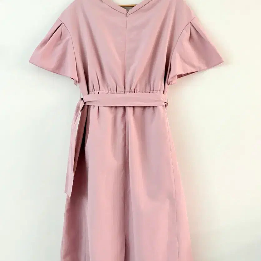 [BUNJANG] ENC Linen Belt Dress - Pink / ENC 린넨 벨트 원피스