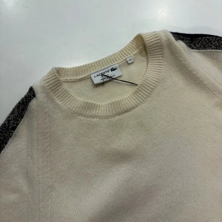 [BUNJANG] Lacoste Merino Wool Knit Sweater Cream / [XS] 라코스테 메리노울 프랑스 크림색 니트 스웨터