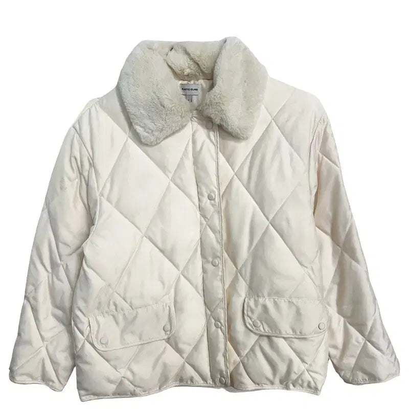 [BUNJANG] Plastic Island Quilted Padded Jacket with Fur Collar [XL] / 플라스틱 아일랜드 퍼 카라 누빔 퀄딩 패딩 자켓 아우터 [XL]