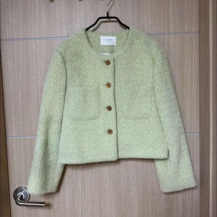 [BUNJANG] Green Tweed Fur Jacket / 연두색 트위드자켓 66까지 가능/퍼자켓