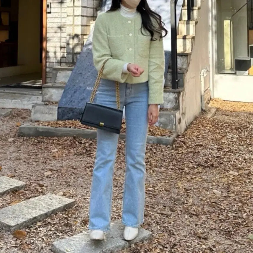 [BUNJANG] Green Tweed Fur Jacket / 연두색 트위드자켓 66까지 가능/퍼자켓