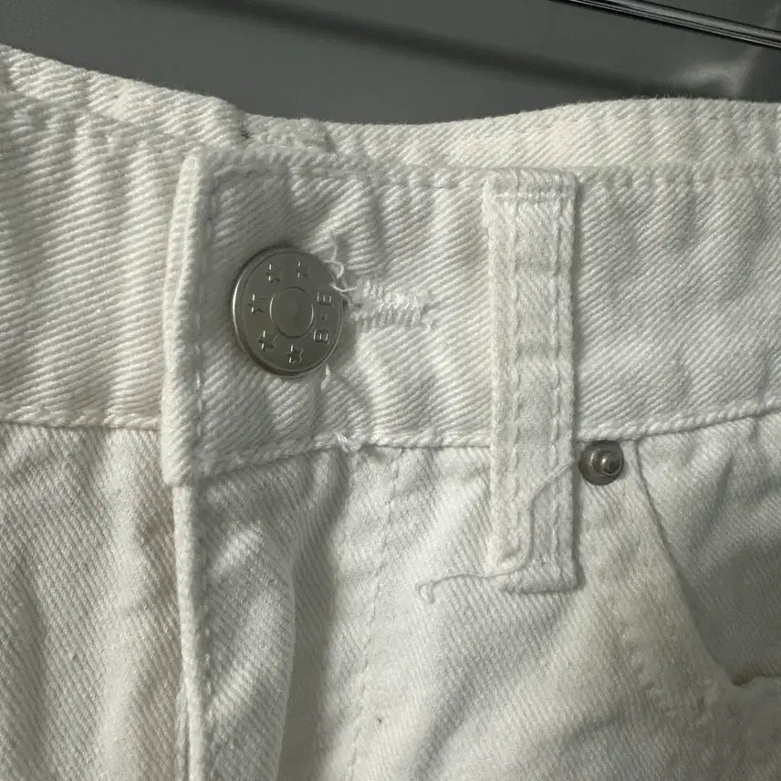 [BUNJANG] Ribontai Blue Bear White Short Pants S / 리본타이 블루베어 화이트 숏팬츠 S