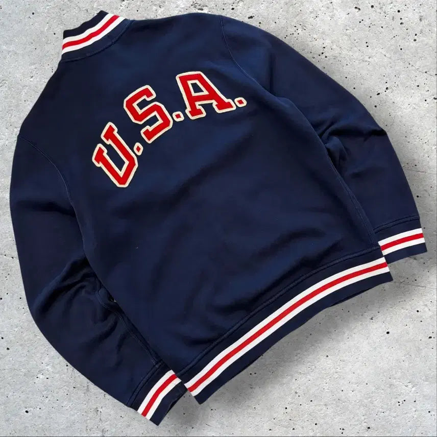 [BUNJANG] Polo Shield USA Embroidered Baseball Cotton Jacket Navy / [S] 폴로 실드 USA 자수 베이스볼 코튼 자켓 네이비