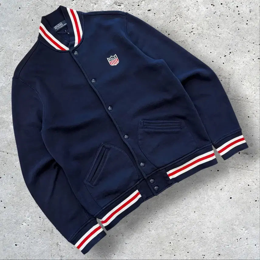 [BUNJANG] Polo Shield USA Embroidered Baseball Cotton Jacket Navy / [S] 폴로 실드 USA 자수 베이스볼 코튼 자켓 네이비