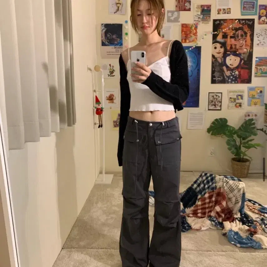 [BUNJANG] Charcoal Cargo Cotton Pants / 카고 팬츠 차콜