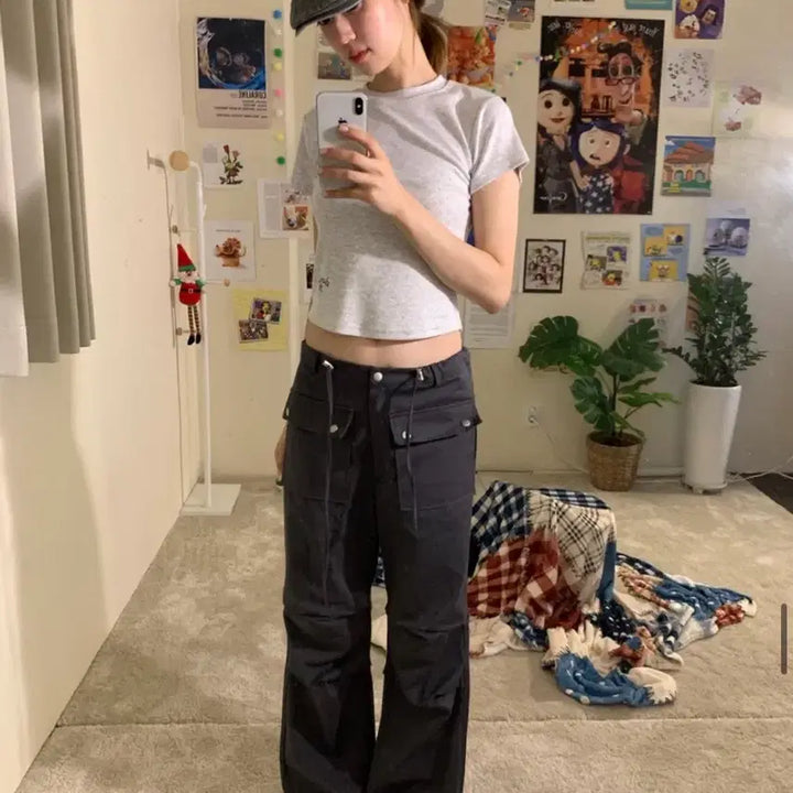 [BUNJANG] Charcoal Cargo Cotton Pants / 카고 팬츠 차콜