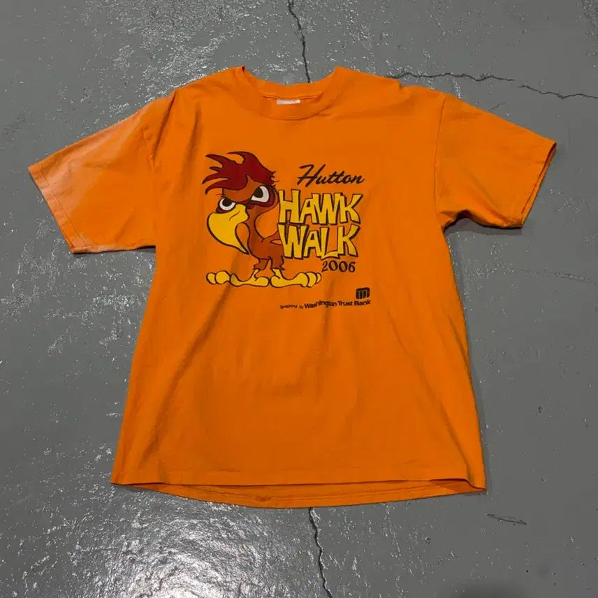 [BUNJANG] Hutton Hawk Walk 2006 Vintage T-Shirt Orange / 00s Vintage Hutton Hawk Walk 오렌지 반팔 티셔츠