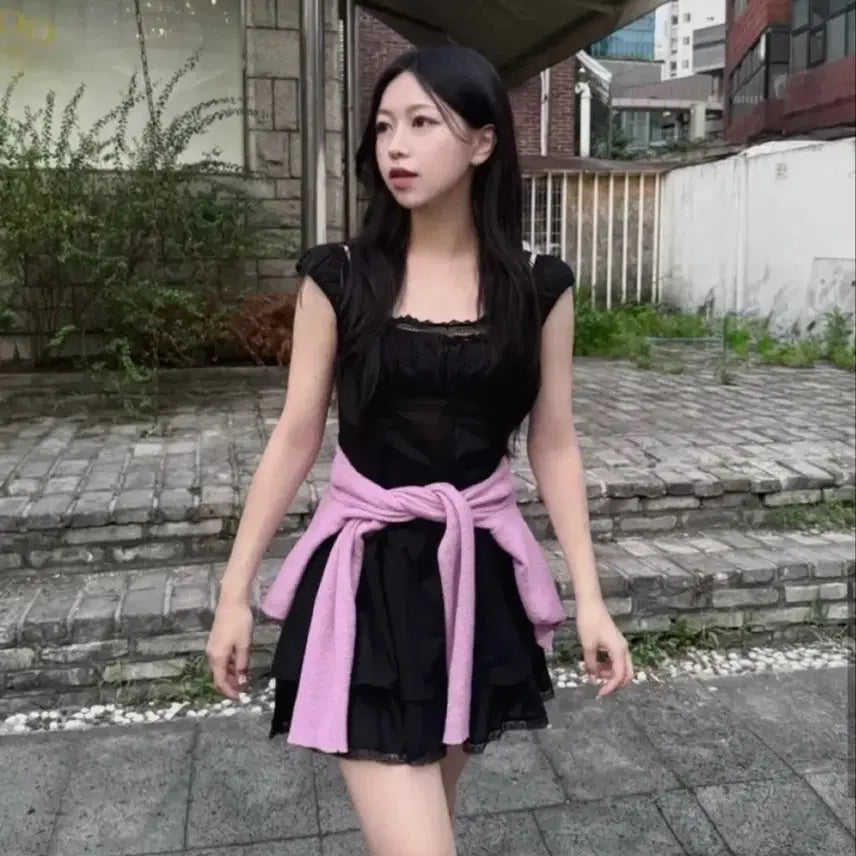 [BUNJANG] Lady Volume Mini Dress Black Small / (새상품) 레이디볼륨 미니 드레스 블랙 스몰 택O