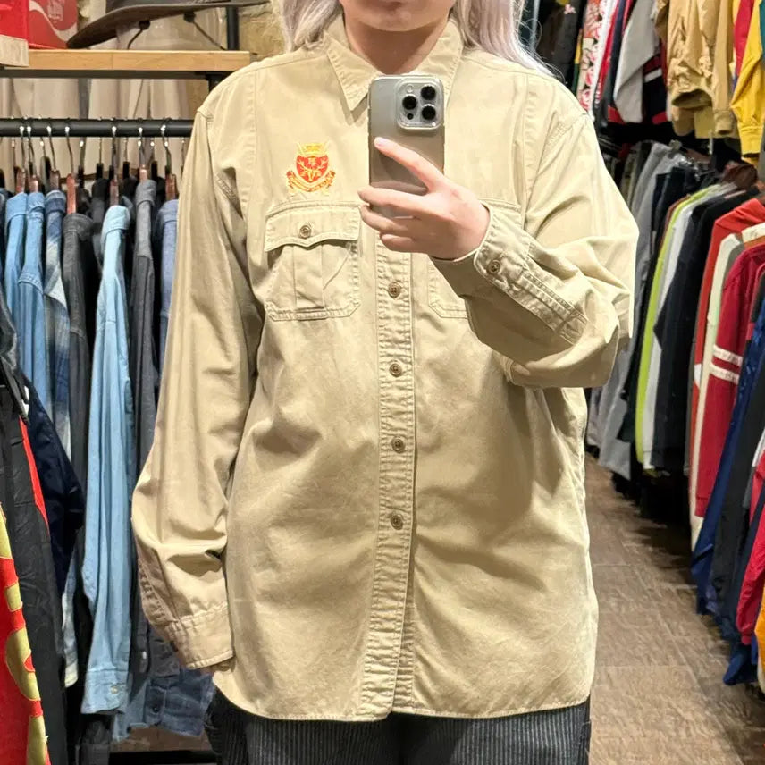 [BUNJANG] Polo Ralph Lauren Beige Long Sleeve Shirt / [HI] 폴로 랄프로렌 긴팔셔츠 베이지