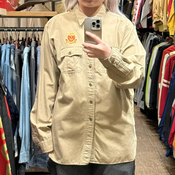 [BUNJANG] Polo Ralph Lauren Beige Long Sleeve Shirt / [HI] 폴로 랄프로렌 긴팔셔츠 베이지