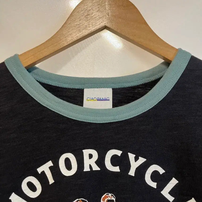 [BUNJANG] CIAOPANIC Vintage Motorcycle Print Y2K Ringer T-Shirt / CIAOPANIC 일본 빈티지 모터사이클 프린트 y2k 링거 반팔 티셔츠