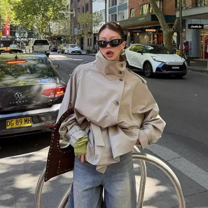 [BUNJANG] Project Wave Double Trench Half Coat / 프로젝트 웨이브의 더블 트렌치 하프 코트