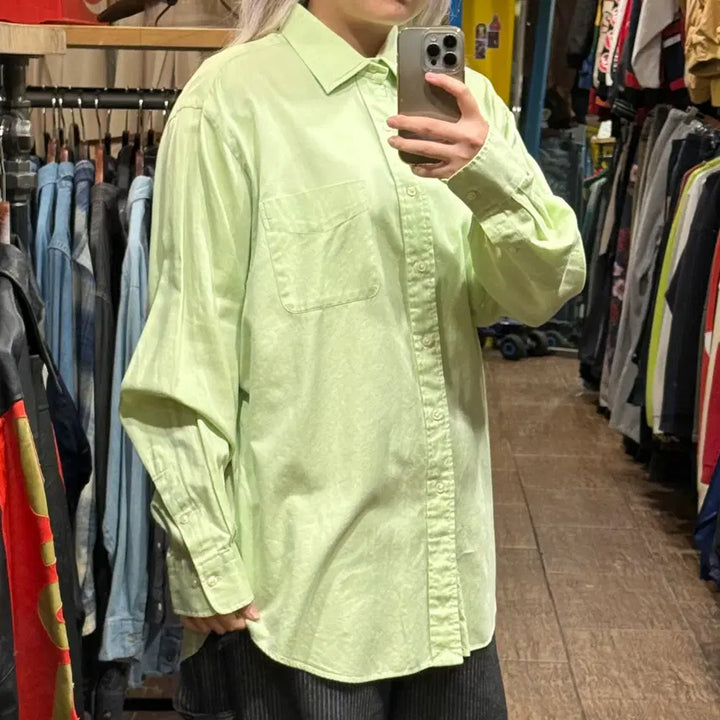 [BUNJANG] Polo Ralph Lauren Long Sleeve Shirt Yellow Green / [HI] 폴로 랄프로렌 긴팔셔츠 옐로우 그린