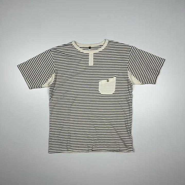 [BUNJANG] Nigel Cabourn White Stripe Pocket Short Sleeve T-shirt / (90) 나이젤카본 화이트 스트라이프 포켓 반팔 티셔츠