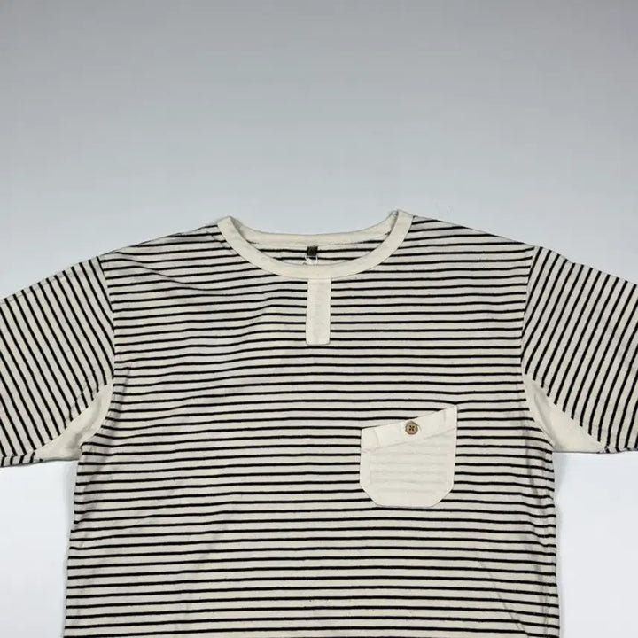 [BUNJANG] Nigel Cabourn White Stripe Pocket Short Sleeve T-shirt / (90) 나이젤카본 화이트 스트라이프 포켓 반팔 티셔츠