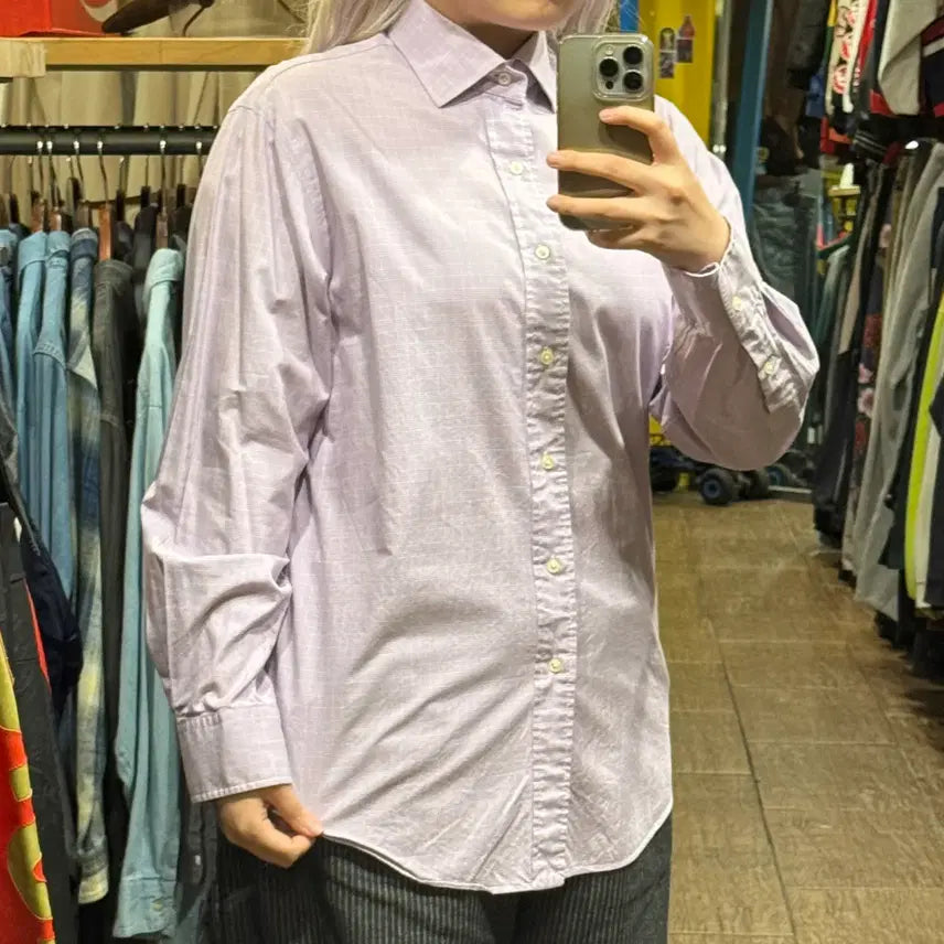 [BUNJANG] Polo Ralph Lauren Long Sleeve Check Shirt Lavender / [HI] 폴로 랄프로렌 긴팔셔츠 체크 라벤더
