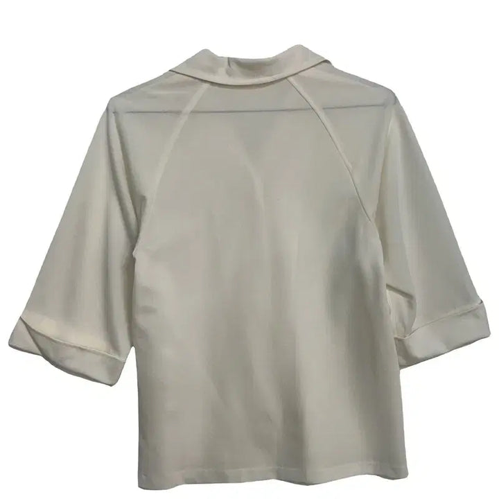 [BUNJANG] Modern Loose-Fit Natural Open Collar Half Sleeve Blouse / 모던 루즈핏 내추럴 오픈 카라 하프 반팔 셔츠 블라우스 [L]