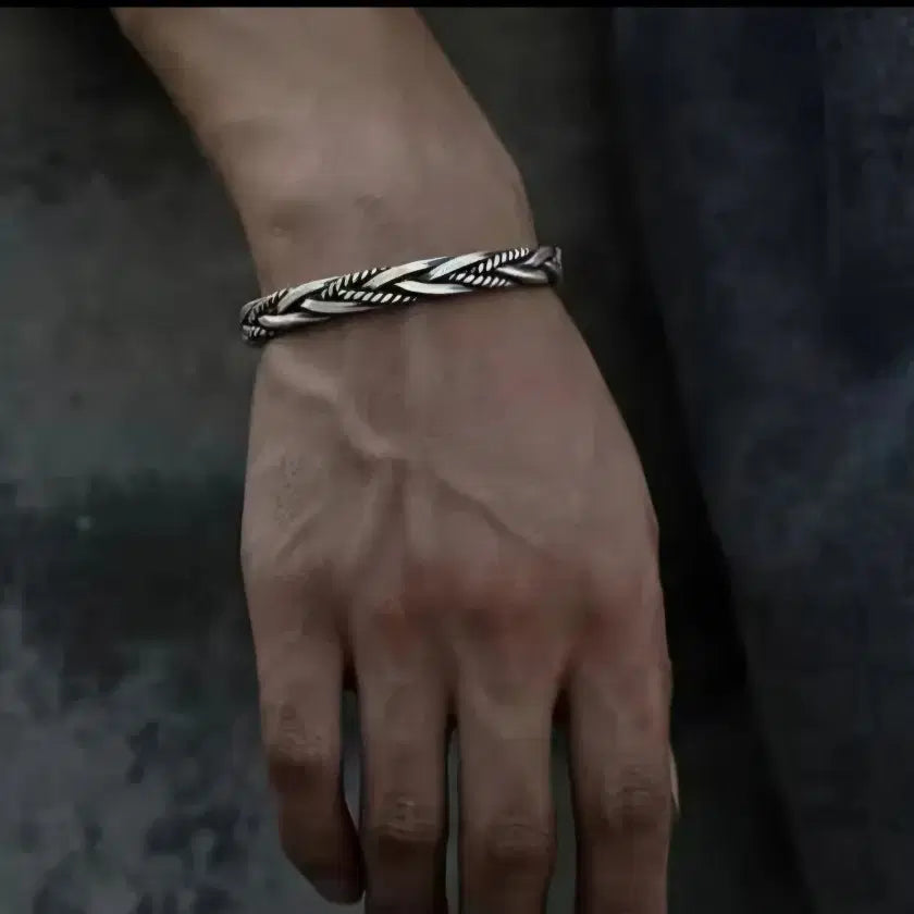 [BUNJANG] 925 Sterling Silver Twist Bangle Bracelet for Men / 925 꼬임 뱅글 남자팔찌(새상품)