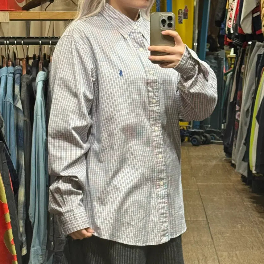 [BUNJANG] Polo Ralph Lauren Long Sleeve Check Shirt Green Orange / [HI] 폴로 랄프로렌 긴팔셔츠 체크 그린오렌지