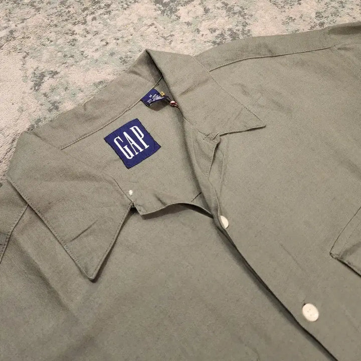 [BUNJANG] 90s Vintage GAP Open Collar Linen Shirt / 90s 제작 OLD GAP 오픈카라 린넨셔츠