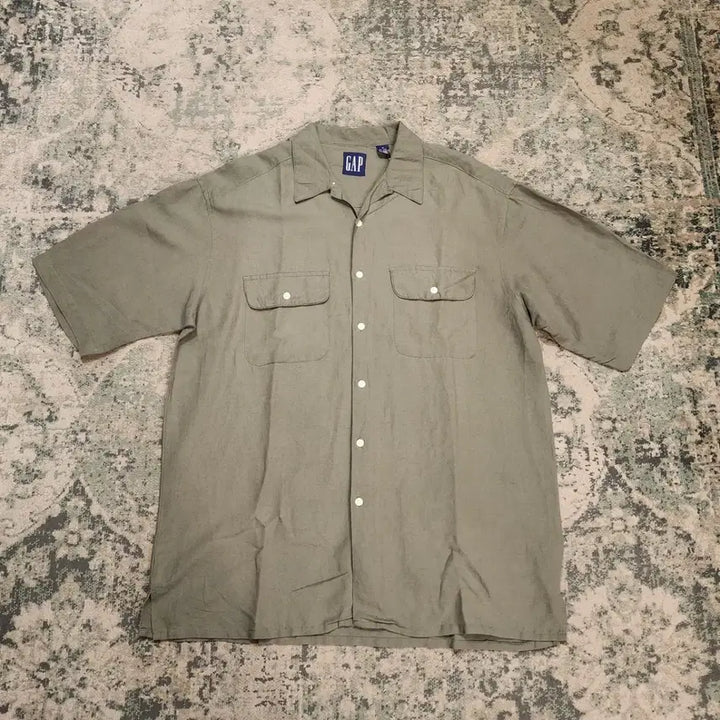 [BUNJANG] 90s Vintage GAP Open Collar Linen Shirt / 90s 제작 OLD GAP 오픈카라 린넨셔츠