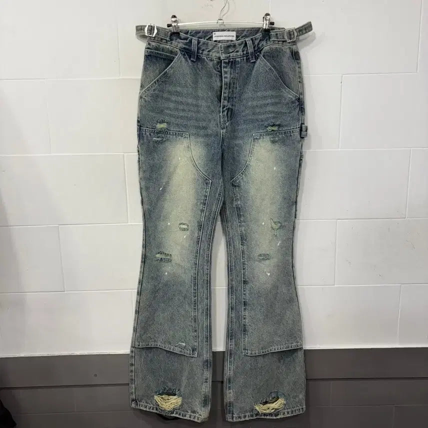 [BUNJANG] Skism Inducing Double Knee Flare Denim Pants / 스키즘 인듀싱 더블니 플레어 데님팬츠