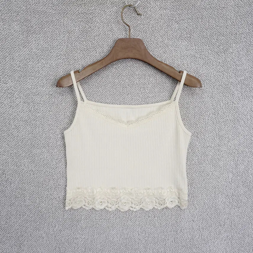 [BUNJANG] OEL 22SS Ribbed Knit Crop Sleeveless Top (Ivory) / 오엘 22SS 크롭 슬리브리스 골지 니트 탑 44-55size