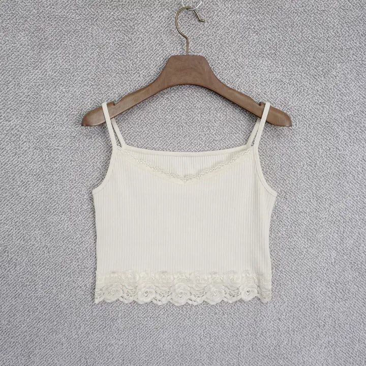 [BUNJANG] OEL 22SS Ribbed Knit Crop Sleeveless Top (Ivory) / 오엘 22SS 크롭 슬리브리스 골지 니트 탑 44-55size