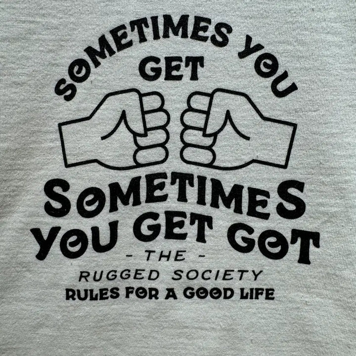 [BUNJANG] The Rugged Society Graphic T-Shirt Natural Cream Cotton / The Rugged Society 슬로건 레터링 그래픽 티셔츠
