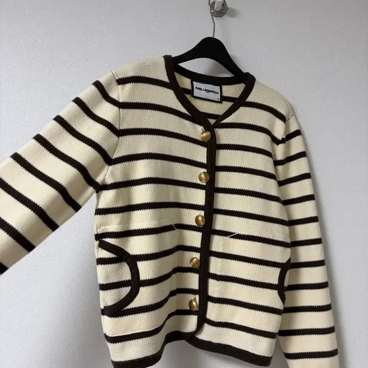 [BUNJANG] Karl Lagerfeld Cardigan Brown/Ivory / 칼라거펠트 가디건