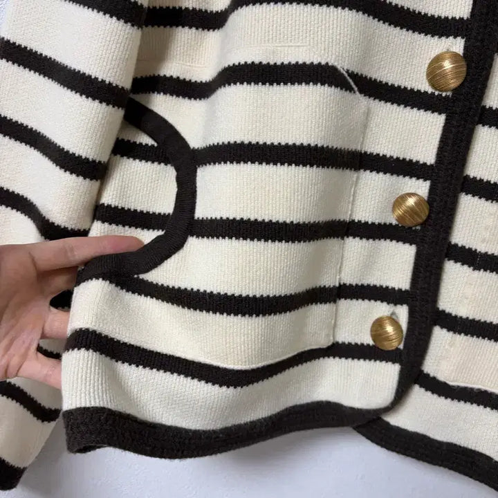 [BUNJANG] Karl Lagerfeld Cardigan Brown/Ivory / 칼라거펠트 가디건