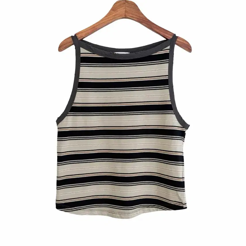 [BUNJANG] Vintage Stripe Sleeveless Top - Beige / 교신안함)스트라이프 빈티지 나시-베이지