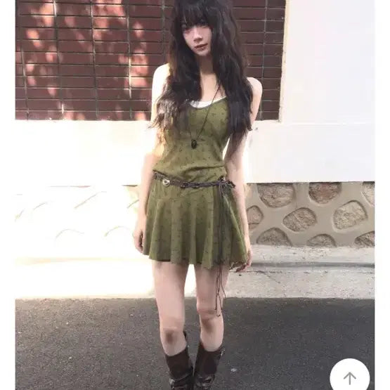 [BUNJANG] Modi Mood Greentea Parfait Floral Mini Dress / 모디무드 그린티 파르페 플로럴 미니 원피스