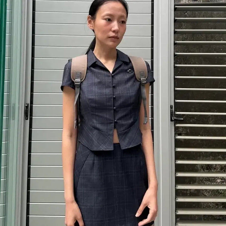[BUNJANG] MSCHF Check Shirt &amp; Check Skirt Set / 이번 주만 이 가격) 미스치프 셋업 체크 셔츠 &amp; 체크 스커트