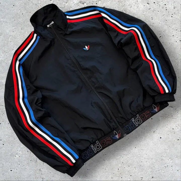[BUNJANG] Adidas Jafona Nylon Track Top Black / [S] 아디다스 자포나 나일론 트랙탑 블랙 삼선 로고 포인트