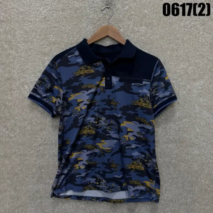 [BUNJANG] Eider Camouflage Short Sleeve Polo Shirt Blue M / 아이더 카모플라쥬 반팔 카라티 블루 M
