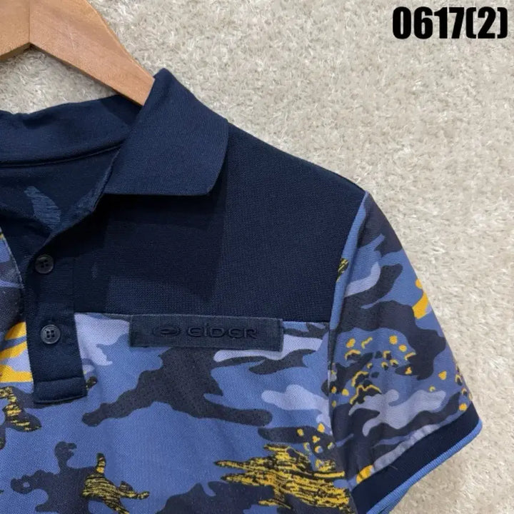 [BUNJANG] Eider Camouflage Short Sleeve Polo Shirt Blue M / 아이더 카모플라쥬 반팔 카라티 블루 M