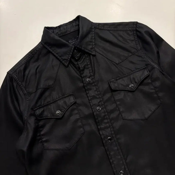 [BUNJANG] Polo Ralph Lauren Lyocell Two-Pocket Western Black Shirt / [S] 폴로 랄프로렌 리오셀 투포켓 웨스턴 블랙 셔츠