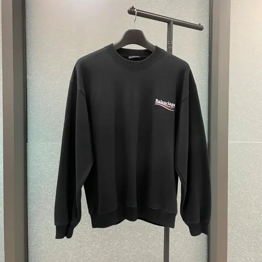 [BUNJANG] Balenciaga Political Wave Logo Sweatshirt Black L / [새상품급/L] 발렌시아가 폴리티컬 웨이브로고 맨투맨