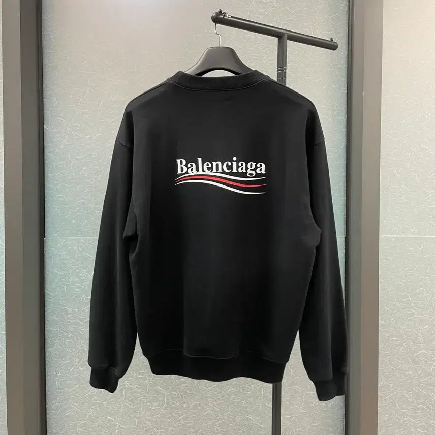 [BUNJANG] Balenciaga Political Wave Logo Sweatshirt Black L / [새상품급/L] 발렌시아가 폴리티컬 웨이브로고 맨투맨