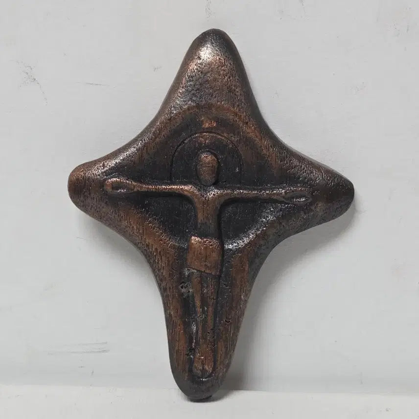[BUNJANG] Antique 1980s Catholic Brass Cross Religious Artifact / 앤틱 80년대 가톨릭 십자가 황동 금속 십자가 성물