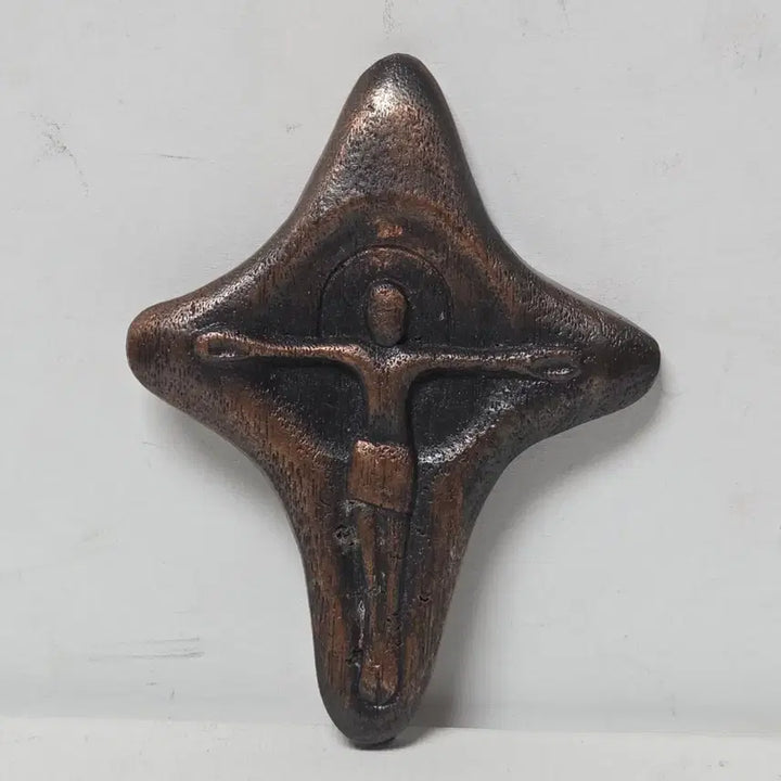 [BUNJANG] Antique 1980s Catholic Brass Cross Religious Artifact / 앤틱 80년대 가톨릭 십자가 황동 금속 십자가 성물