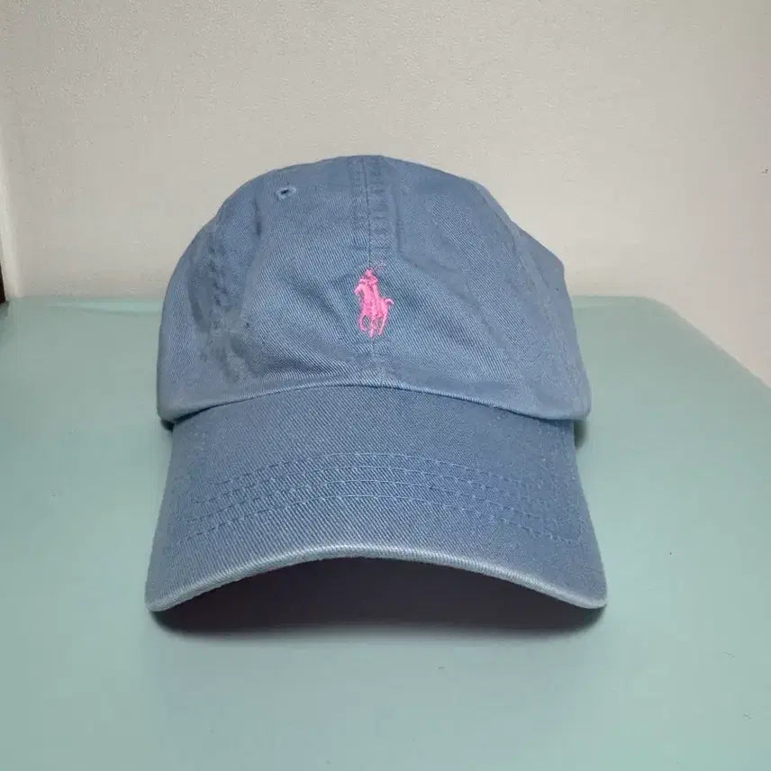 [BUNJANG] Polo Ralph Lauren Sky Blue Cap with Pink Logo / 폴로 랄프로렌 볼캡 하늘색